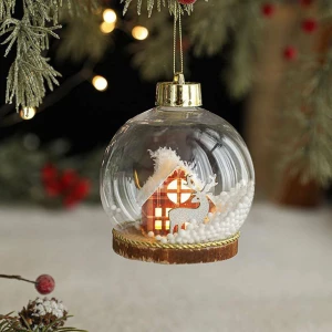 GLOB DECORATIV TRANSPARENT CU CASUTA LUMINATA, 10CM (CP-24-272)