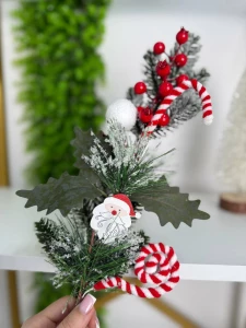 RAMURA DECORATIVA CU MOS CRACIUN, 65CM (CP-24-012)