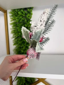 Ramura decorativa cu fructe rosii si efect de zapada, 35cm (cp-24-018) Thumbnail 2