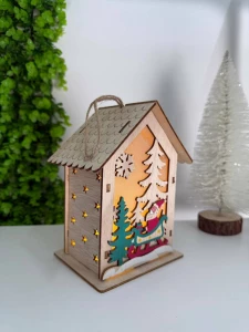 GLOB DECORATIV DIN LEMN CU LUMINA CALDA, 16CM (CP-24-120)