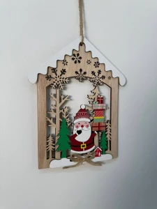 DECORATIUNE DIN LEMN SUSPENDABILA CU MOS CRACIUN, 22.5CM (CP-24-146)