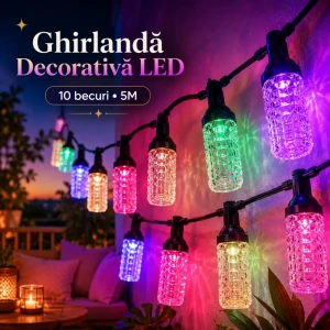 Ghirlandă decorativă led – 10 becuri, 5m, multicolore la priză  (cp-24-116)