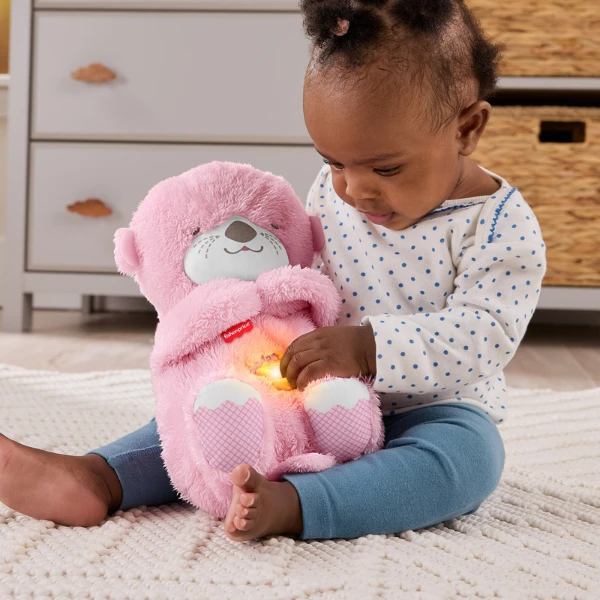Jucărie de pluș „vidră” de la fisher-price, cu lumină și sunet, roz 4