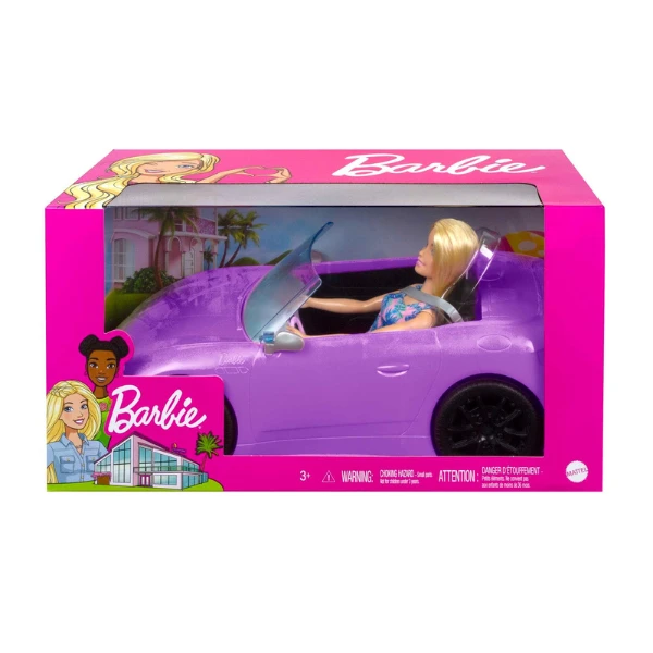 Păpușa barbie și mașina decapotabilă mov 3
