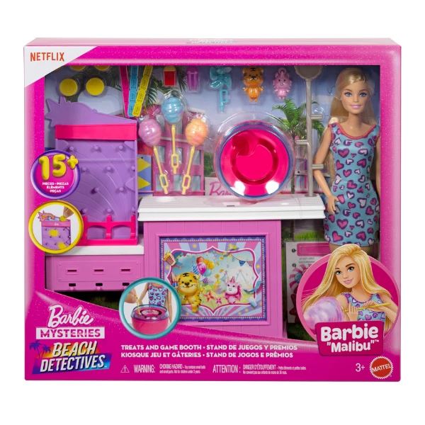 Set de joacă barbie, seria "detectivi pe plajă", păpușa malibu 3