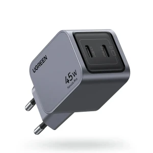 Зарядное устройство ugreen nexode gan usb-c+usb-c 45w pd x707, черное