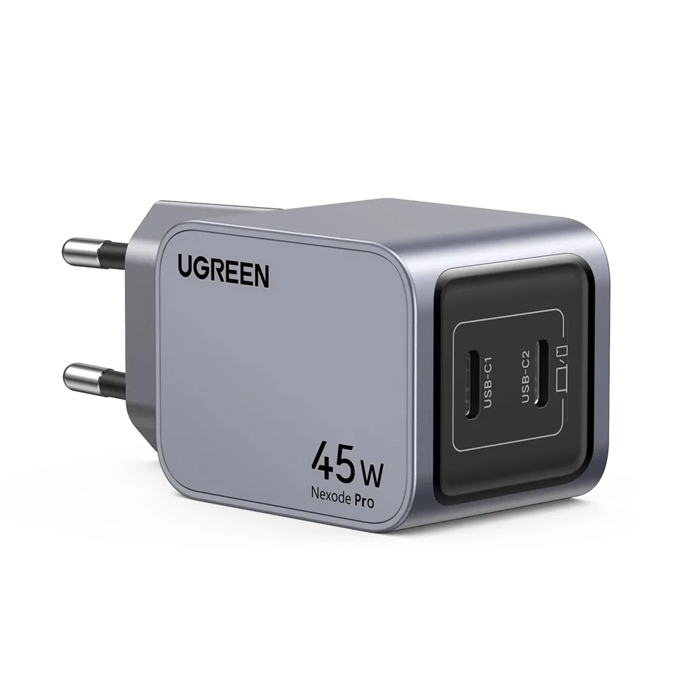 Зарядное устройство ugreen nexode gan usb-c+usb-c 45w pd x707, черное 2