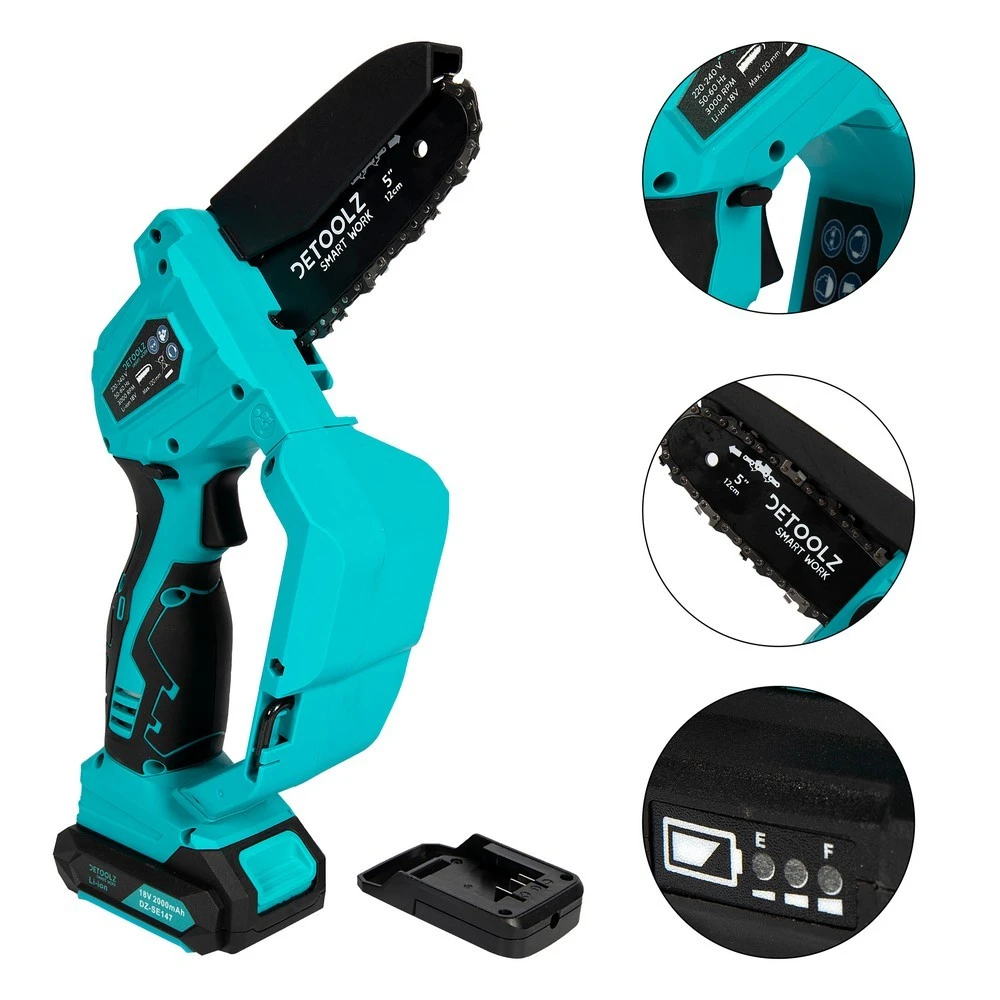 Fierastrau cu lant pe acumulator detoolz 110mm 18v 2ah 6