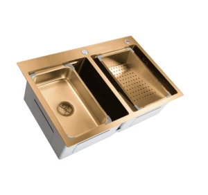Кухонная мойка handmade SanDonna HD7850 двоиная (Медный)