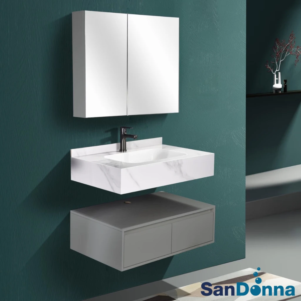 Set mobilier baie din piatra sinterizata 1016g (80cm) 2