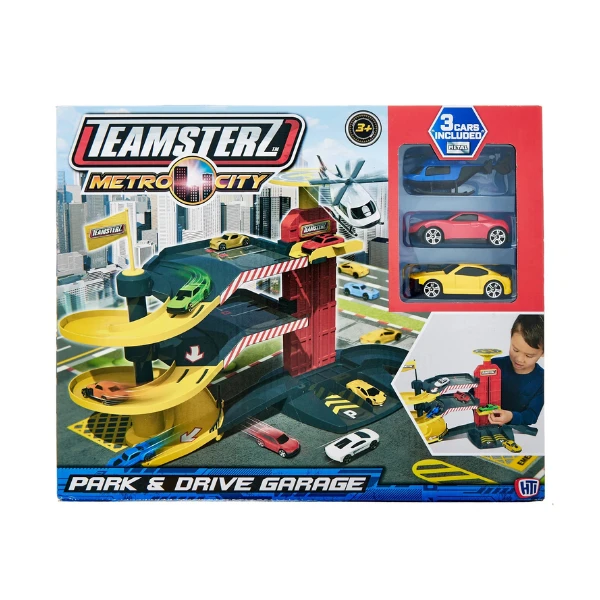 Set de joacă: "garaj cu 2 mașinuțe și elicopter" teamsterz 3