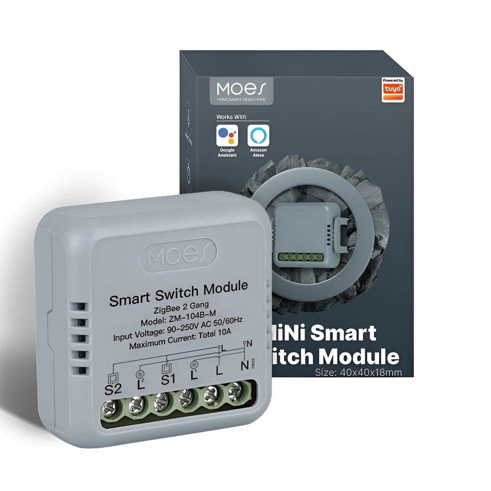 Moes zigbee mini smart switch module 2 gang 10a (neutral wire) 2