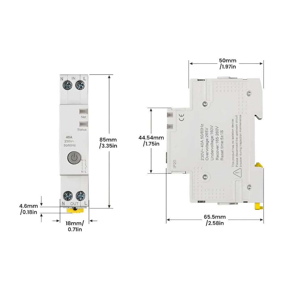Moes zigbee circuit breaker 1p 40a with energy monitoring( ocp / ovp / uvp) 2
