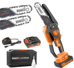 Аккумуляторная цепная мини-пила proline 20v с двумя шинами и двумя цепями