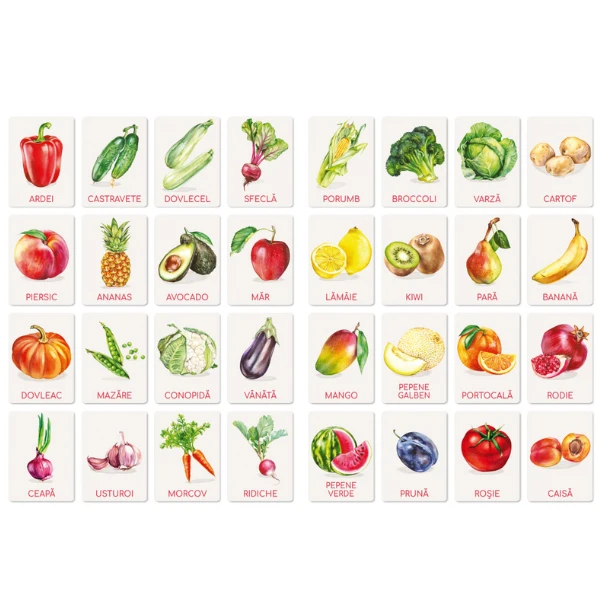 Set de carduri educative dodo „legume și fructe” (rom) 2