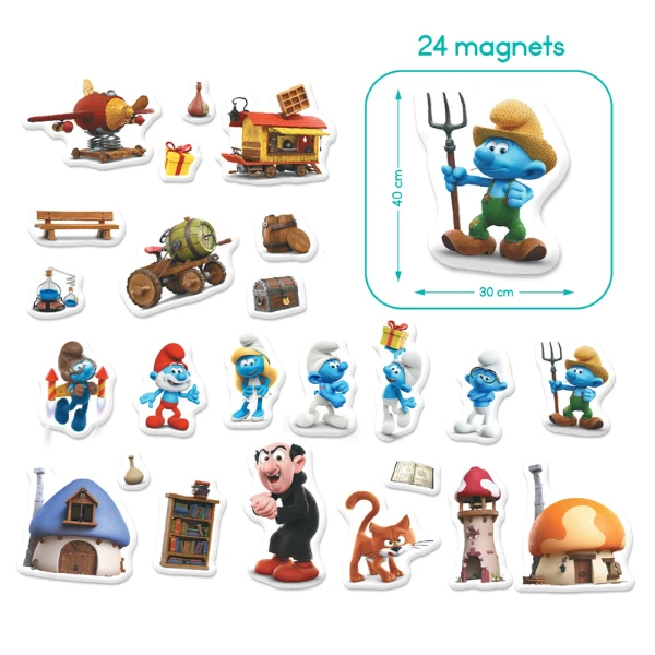 Joc de dezvoltare cu tablă magnetică "smurfii", 24 elem. 6