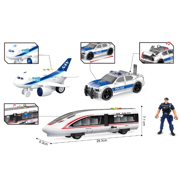 1:20 set vehicule de poliție cu fricțiune (lumini /sunete) 6
