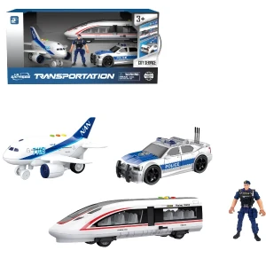 1:20 set vehicule de poliție cu fricțiune (lumini /sunete)