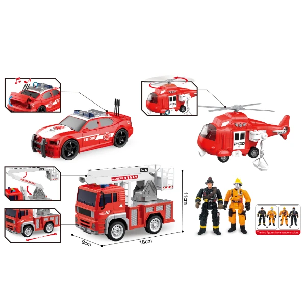 1:20 set mașini de pompieri cu fricțiune (lumini /sunete) 4