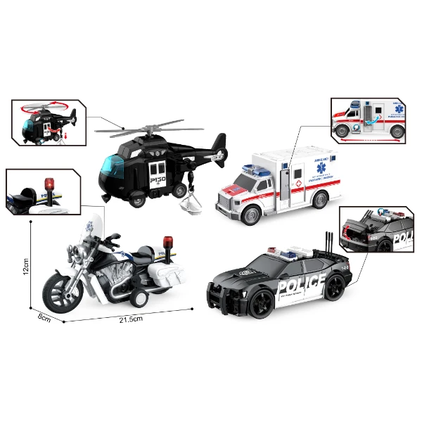 1:20 set vehicule de poliție cu fricțiune (lumini /sunete) 4