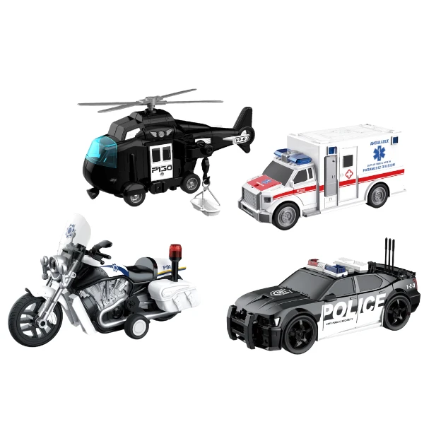1:20 set vehicule de poliție cu fricțiune (lumini /sunete) 2