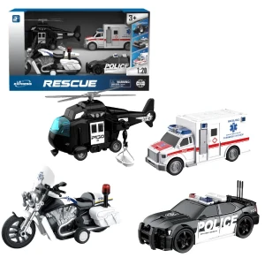 1:20 set vehicule de poliție cu fricțiune (lumini /sunete)