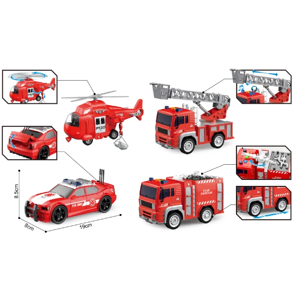1:20 set mașini de pompieri cu fricțiune (lumini /sunete) 4
