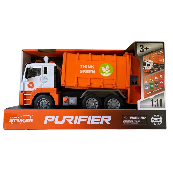 1:10 camion de gunoi cu inerție "think green" (lumină / sunet) 4