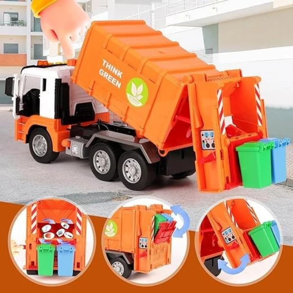1:10 camion de gunoi cu inerție "think green" (lumină / sunet) 6
