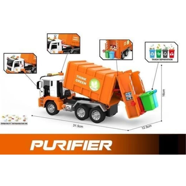 1:10 camion de gunoi cu inerție "think green" (lumină / sunet) 7
