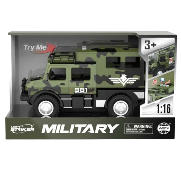 1:16 mașină militară blindată inerțială, camuflaj verde (lumină / sunet) 3