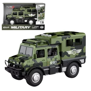 1:16 mașină militară blindată inerțială, camuflaj verde (lumină / sunet)
