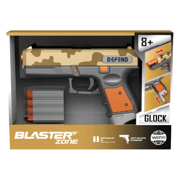 Pistol glock blaster zone cu cartușe moi (camuflaj) 3