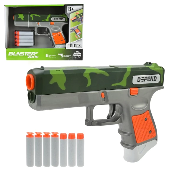 Pistol glock blaster zone cu cartușe moi (camuflaj verde) 2