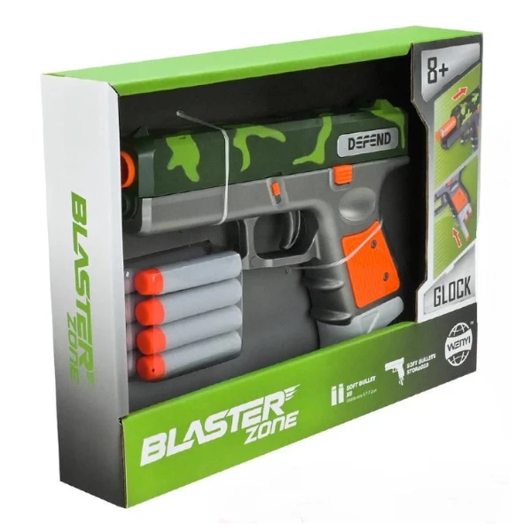 Pistol glock blaster zone cu cartușe moi (camuflaj verde) 7