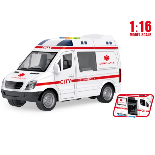 1:16 ambulanță cu inerție (lumini /sunete/ușile se deschid) 2