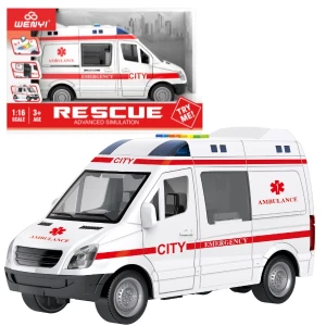 1:16 ambulanță cu inerție (lumini /sunete/ușile se deschid)