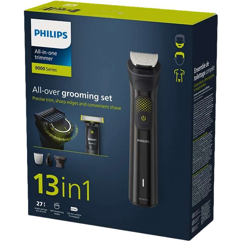Trimmer pentru bărbați philips mg9555/15, oțel inoxidabil 9