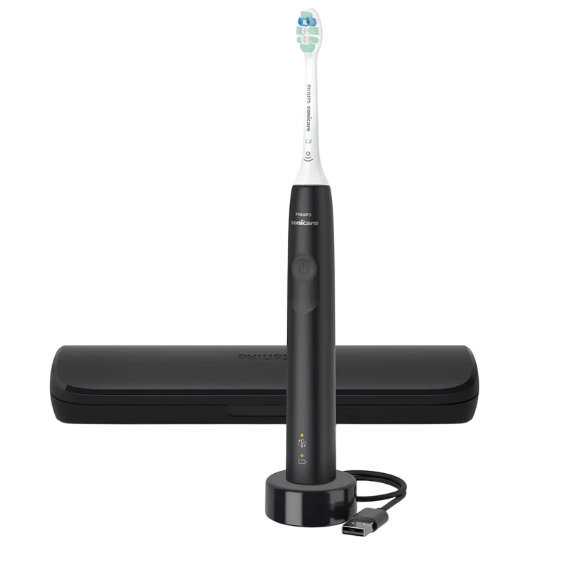 Электрическая звуковая зубная щетка philips hx3673/14, черный | белый 3