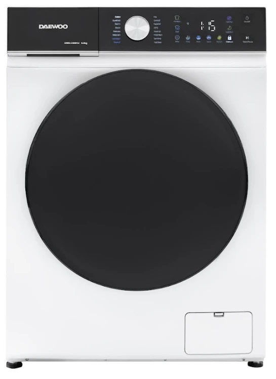 Masina de spalat rufe daewoo dwd-cs9014,  9 kg / 1400rpm, 60cm, clasa a, motor inverter, display, panou negru + usa dubla neagra, 16 program, alb 10