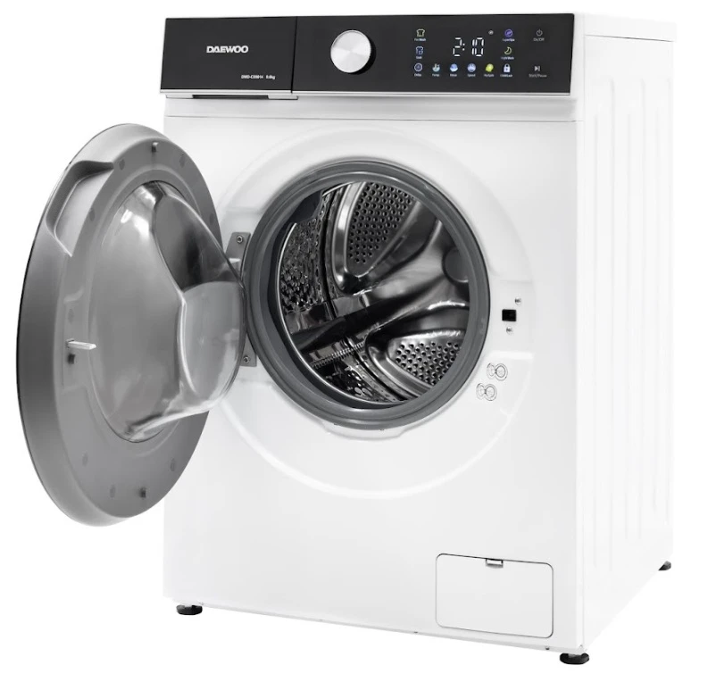 Masina de spalat rufe daewoo dwd-cs9014,  9 kg / 1400rpm, 60cm, clasa a, motor inverter, display, panou negru + usa dubla neagra, 16 program, alb 4