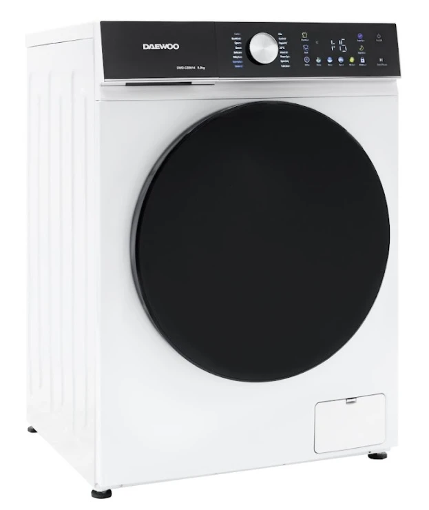 Masina de spalat rufe daewoo dwd-cs9014,  9 kg / 1400rpm, 60cm, clasa a, motor inverter, display, panou negru + usa dubla neagra, 16 program, alb 2