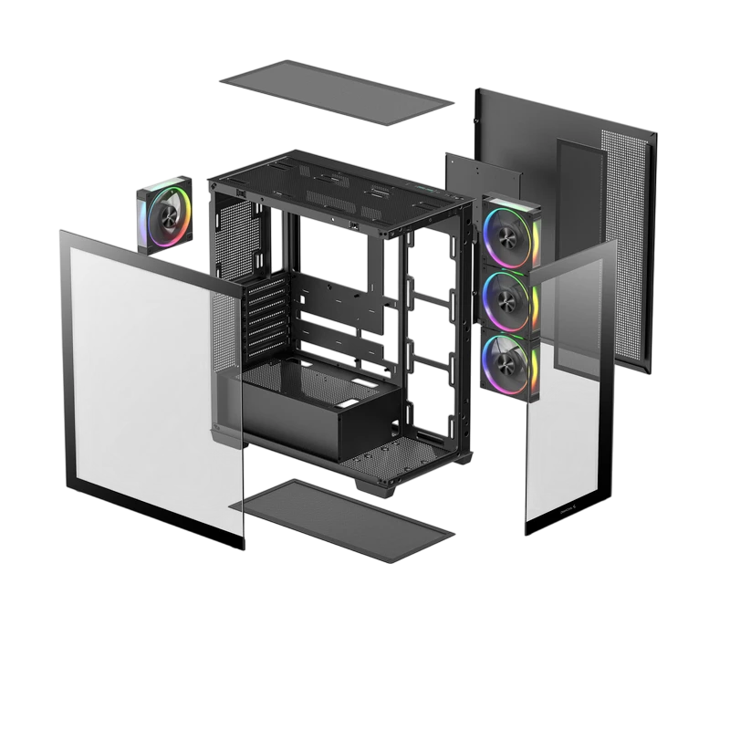 Carcasă pc deepcool cg580 4f v2, midi-tower, fără psu, negru 8