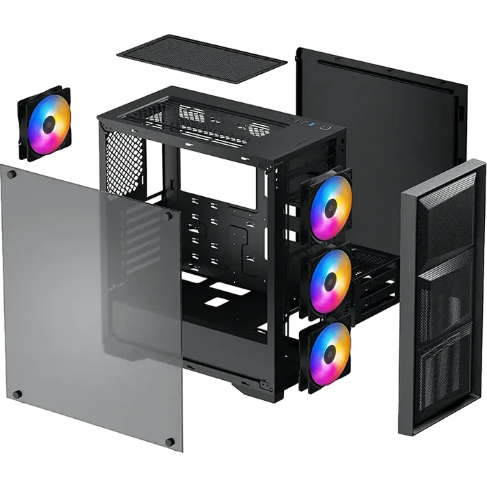 Компьютерный корпус deepcool matrexx 50 mesh 4fs, midi-tower, atx ps2 , чёрный 3