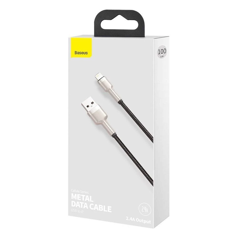 Cable usb - lightning, 2.4a, 1m, baseus cafule metal black  caljk-a01 3