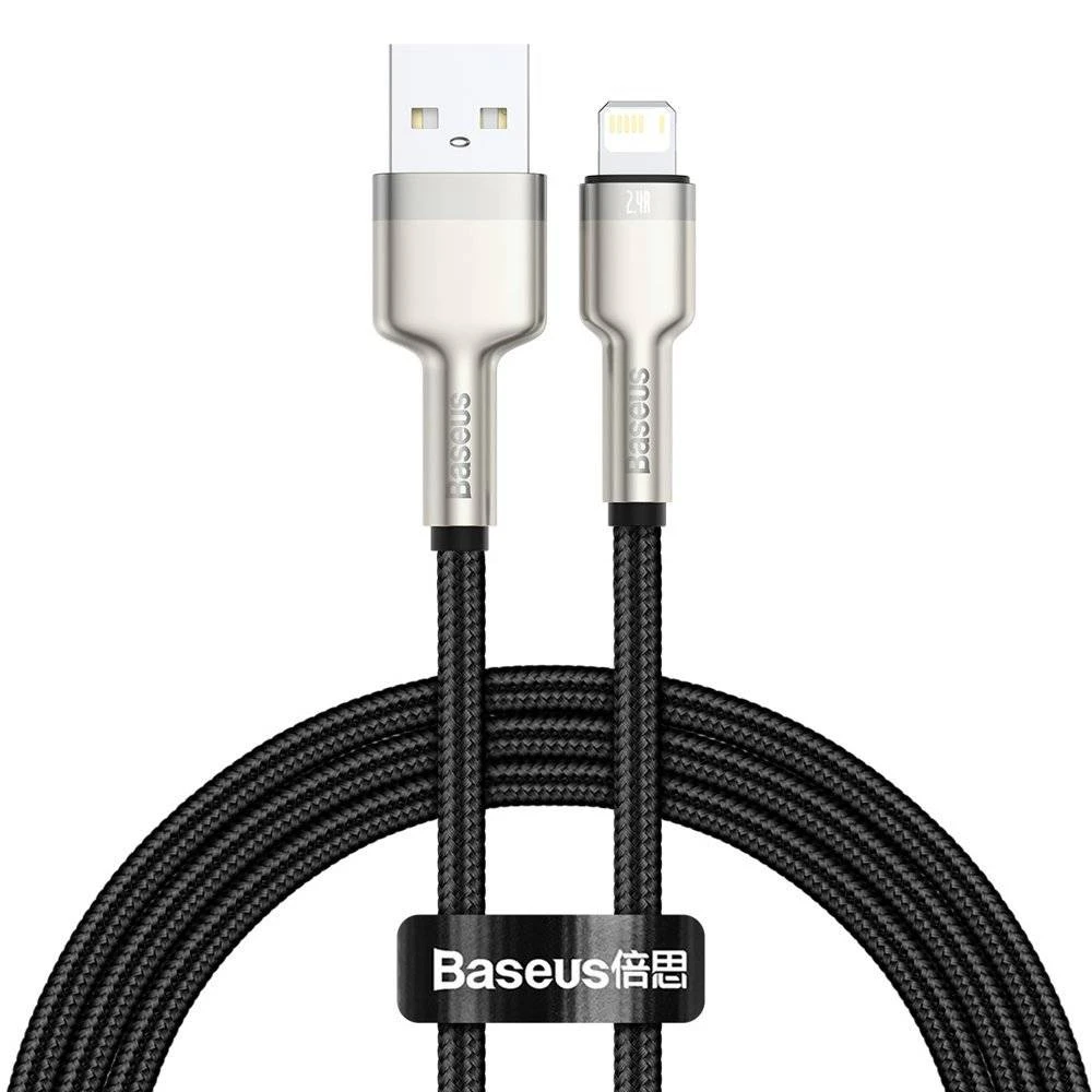 Cable usb - lightning, 2.4a, 1m, baseus cafule metal black  caljk-a01 5