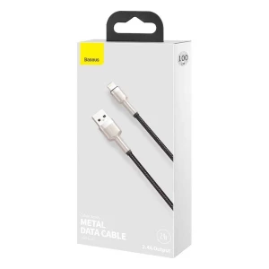 Cable usb - lightning, 2.4a, 1m, baseus cafule metal black  caljk-a01 Thumbnail 3