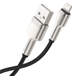 Cable usb - lightning, 2.4a, 1m, baseus cafule metal black  caljk-a01