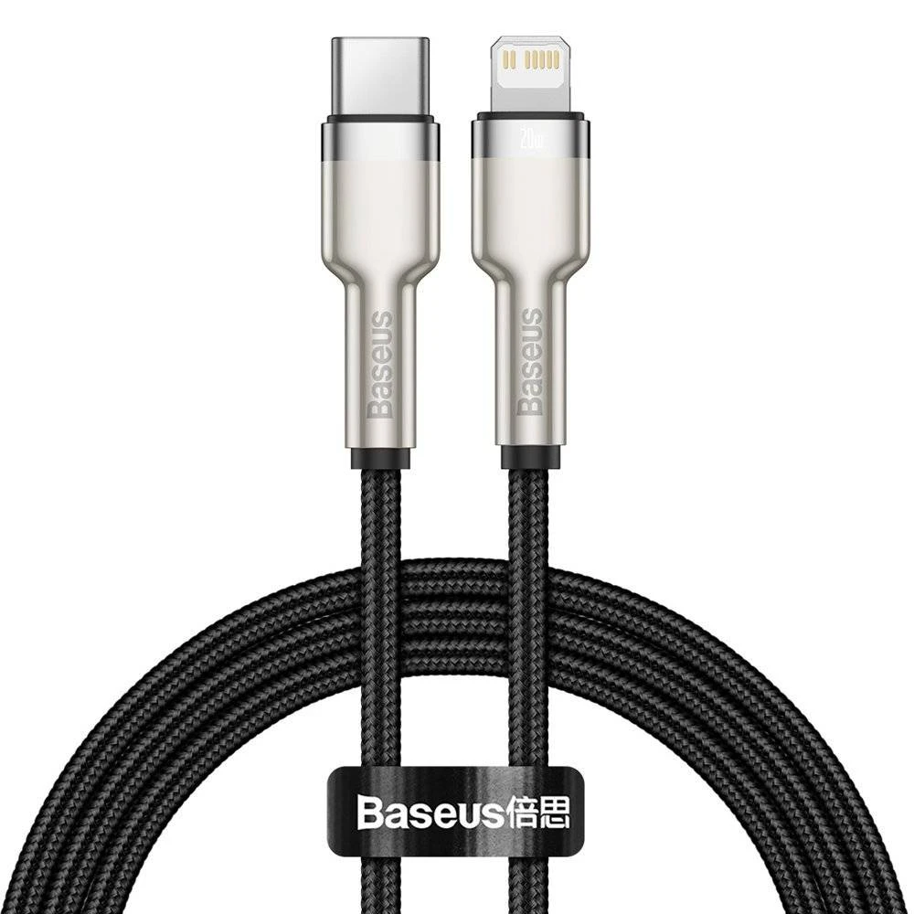 Cable type-c - lightning, braided, pd 20w, 1m, baseus cafule metal black  catljk-a01 4