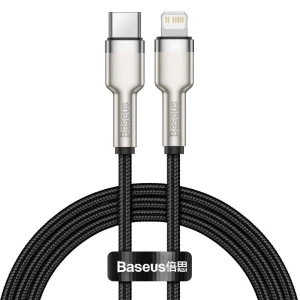 Cable type-c - lightning, braided, pd 20w, 1m, baseus cafule metal black  catljk-a01 Thumbnail 4